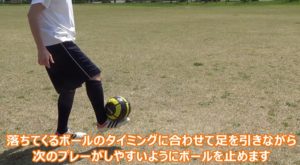 サッカーでクッションコントロールしている写真