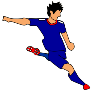 サッカー選手のシュート：フリー素材、イラスト、画像、サイズ：600×600